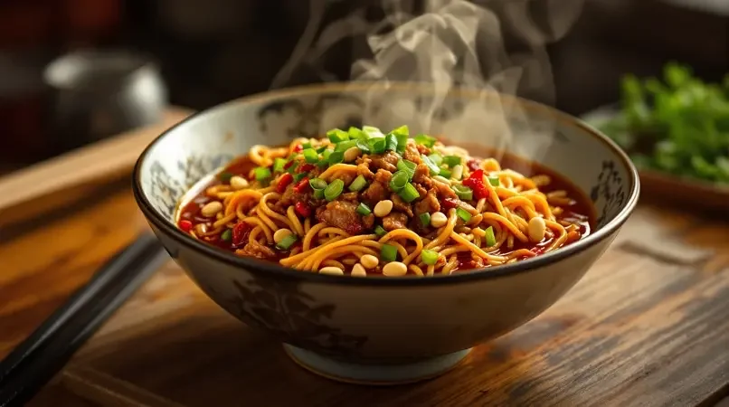 重庆小面的麻辣诱惑，越吃越上瘾 - 飘花影院美食短视频封面